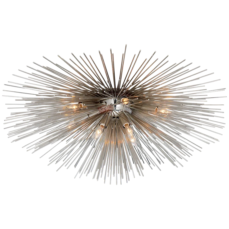 Strada 40" Polished Nickel Crystal Flush Mount Light