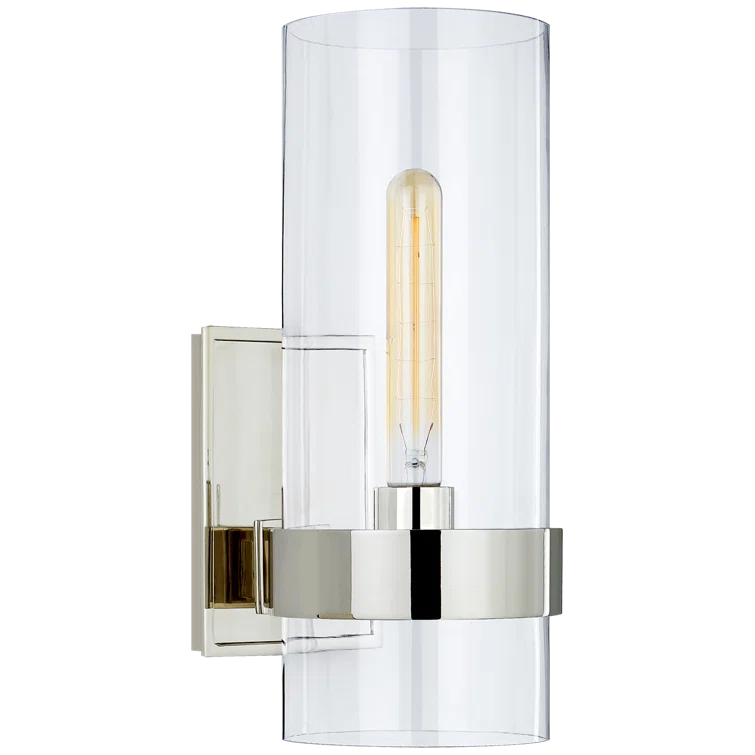 Presidio Polished Nickel 14" Direct-Wired Black Sconce
