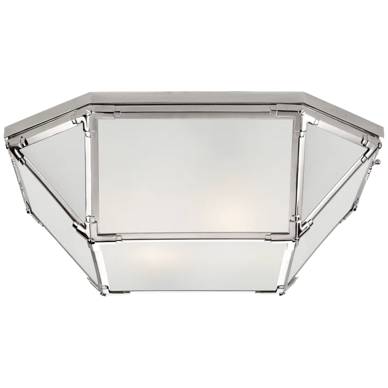 Morris Geometric Silhouette 20" Frosted Glass & Polished Nickel Flush Mount