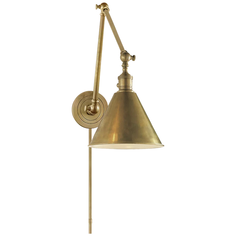 Stately Antique Brass 16" Library Sconce with Dimmable Feature