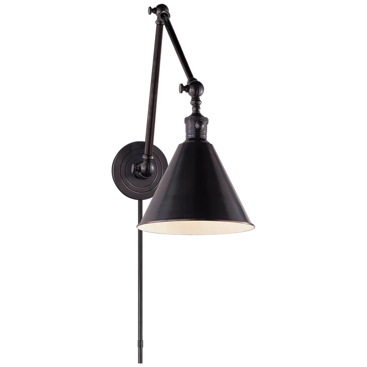 Sophisticated Bronze and Black Swing Arm Library Lamp