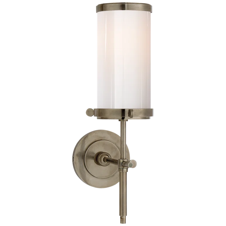 Bryant 14" Dimmable Outdoor Nickel Bath Sconce with White Shade