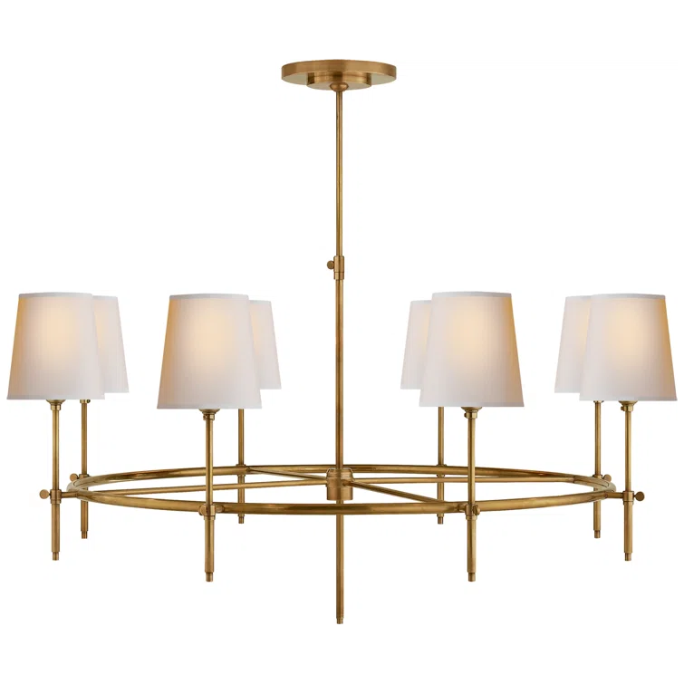 Bryant 42" Hand-Rubbed Antique Brass and Crystal Ring Chandelier