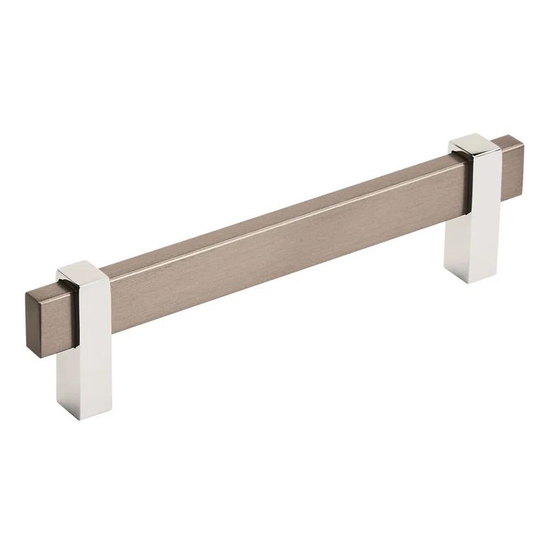 6.25" Brushed Nickel and Chrome Modern Cabinet Bar Pull