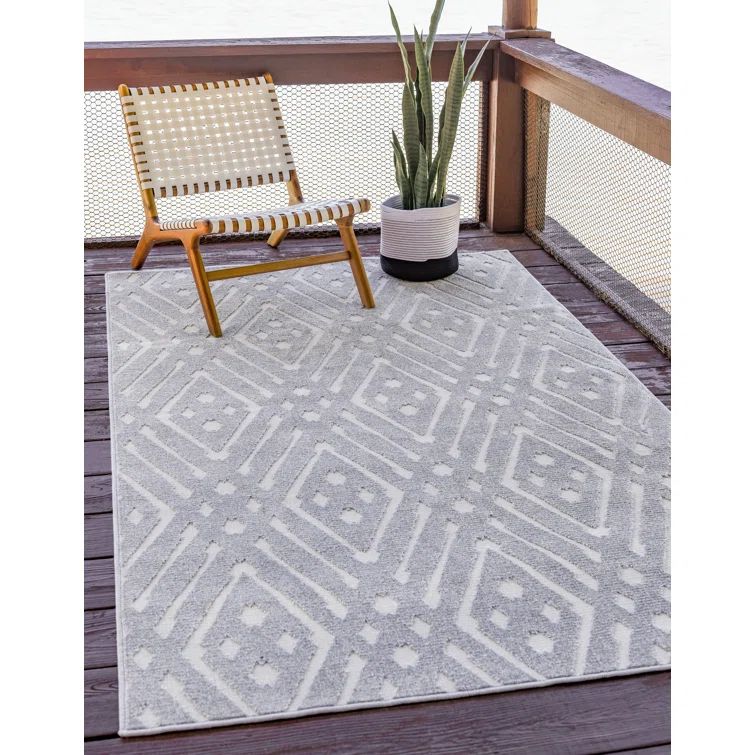 Sabrina Soto Geo-Gray Easy-Care 8' x 10' Outdoor Area Rug