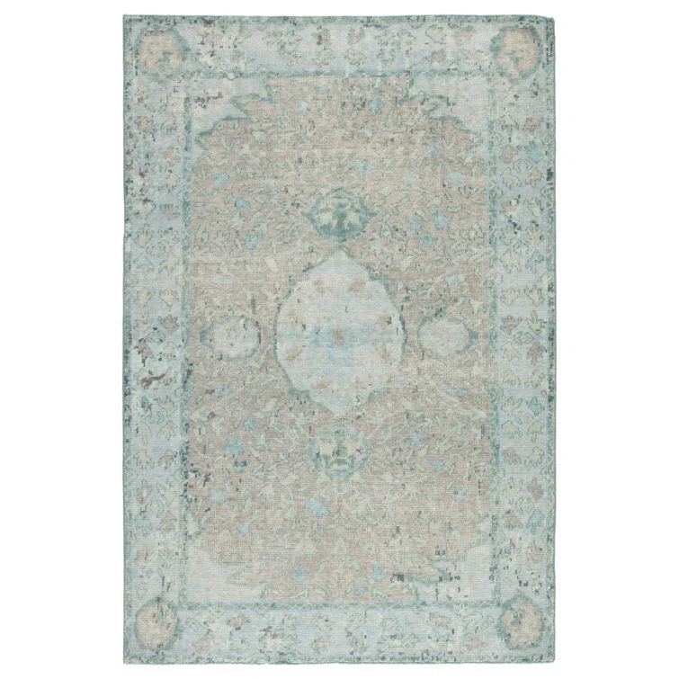 Gray and Beige Hand-Knotted Wool Oriental 6' x 9' Rug