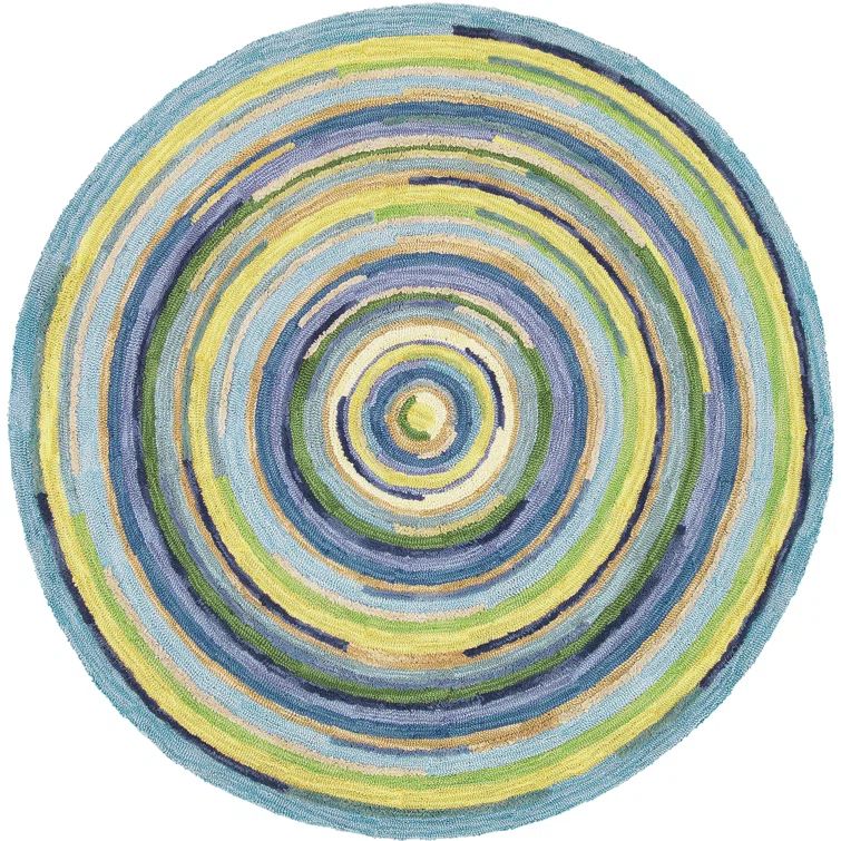 Sky Merino Wool Hand-Tufted Round Area Rug, 7'