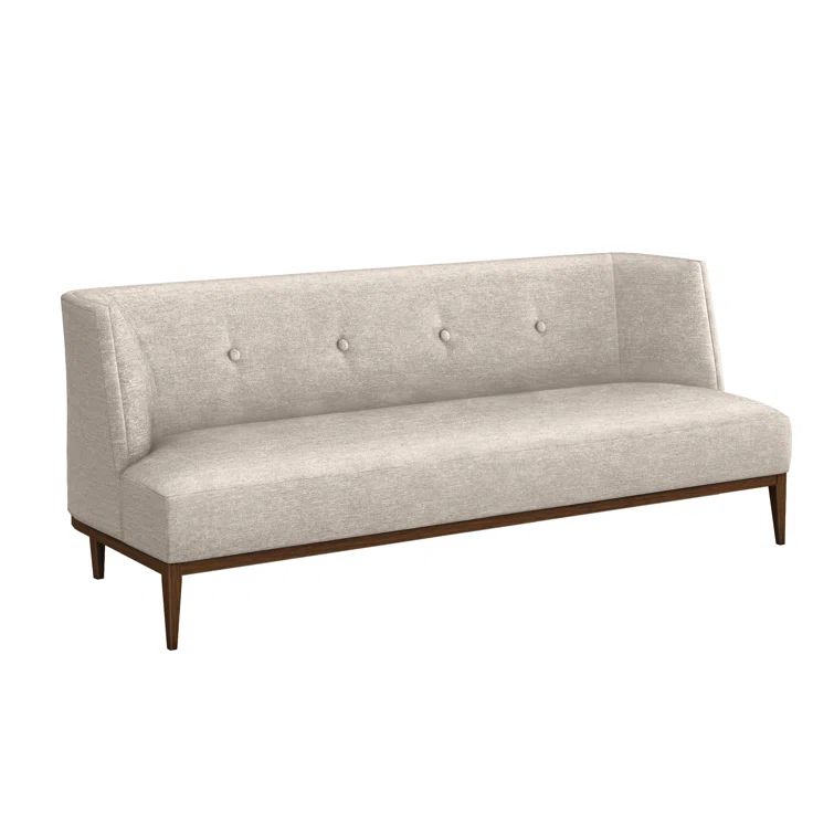 Bungalow Chenille Tufted Armless Sofa with Walnut Legs