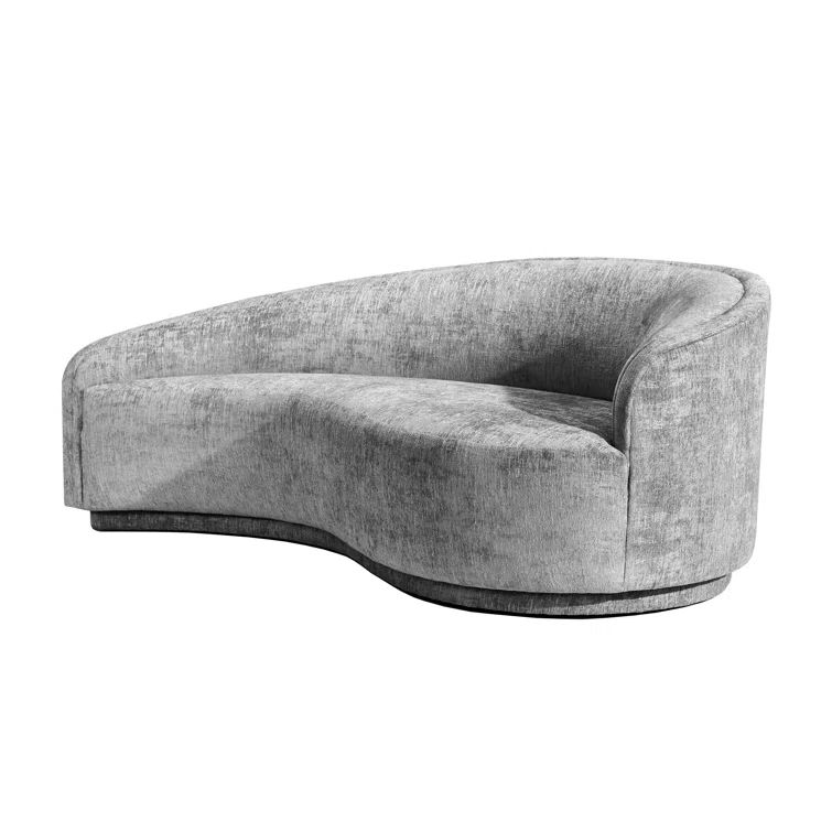 Feather Chenille Handcrafted Wood Chaise Lounge