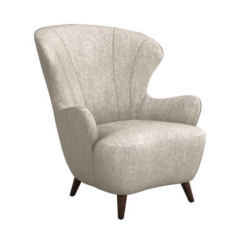 Bungalow Chenille Handcrafted Wingback Chair in Walnut