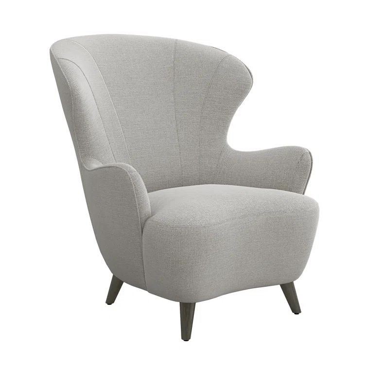 Ollie Vintage Grey Handcrafted Wingback Chair with Wooden Legs