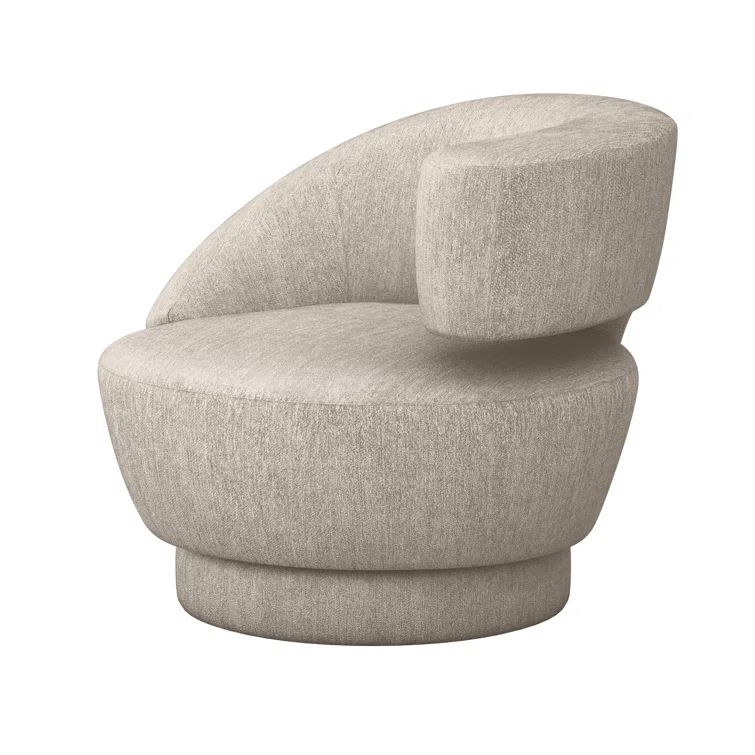 Bungalow Chenille Handcrafted Swivel Wood Accent Chair