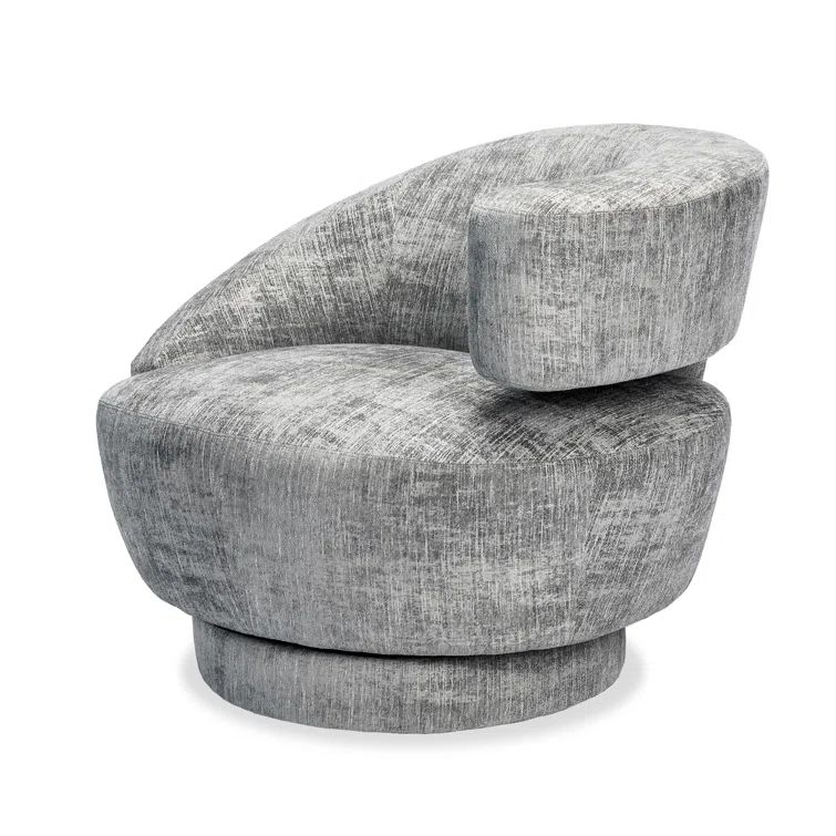 Handcrafted Arabella Feather Chenille Swivel Accent Chair
