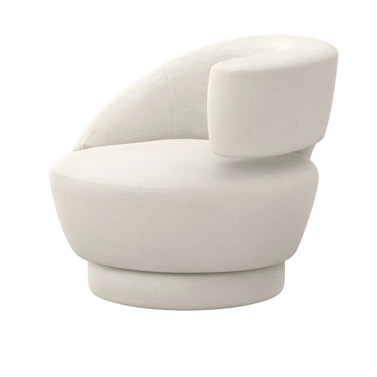 Pearl Gray Handcrafted Swivel Chair with Wood Accents