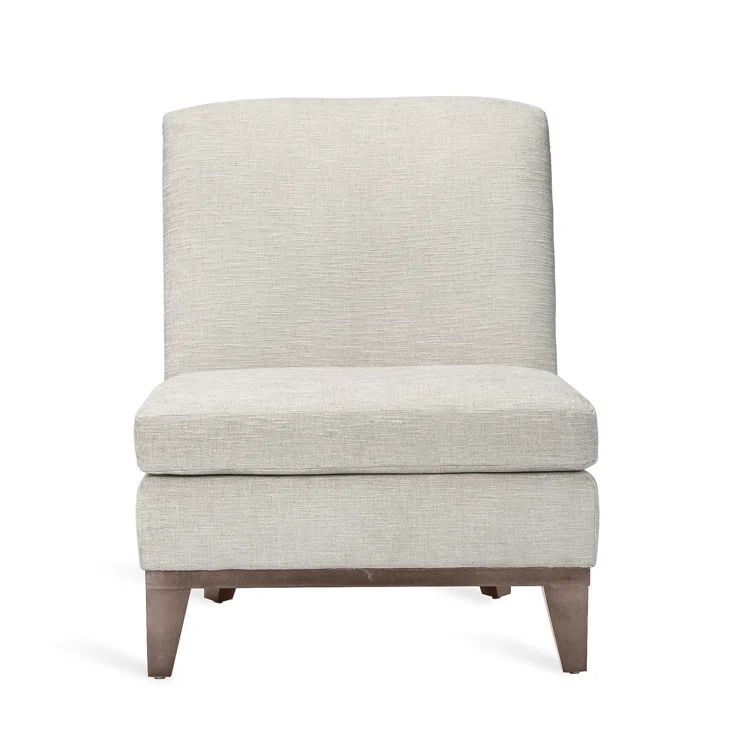 Handcrafted Gray Slipper Chair with Wooden Base