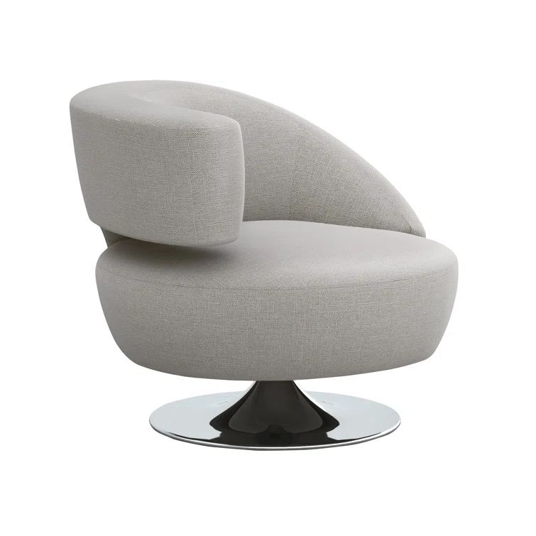 Isabella Pure Grey Swivel Barrel Chair with Polished Nickel
