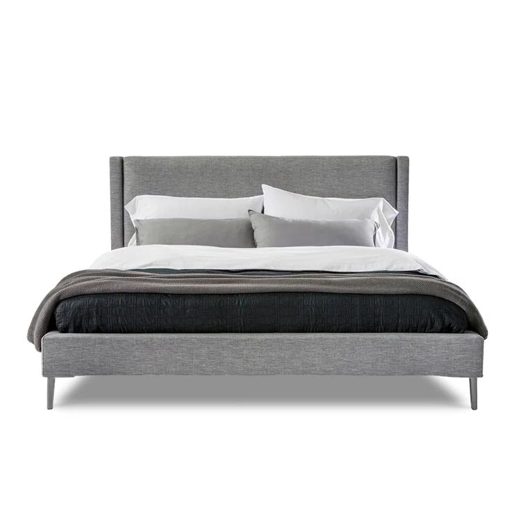 Granite Velvet Upholstered King Platform Bed with Metal Frame