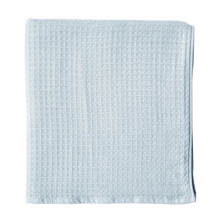 Ocean Blue Waffle Weave Cotton Bath Towel