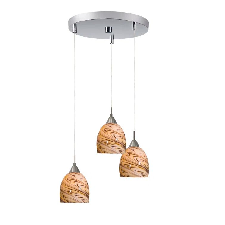 Coast Glass Trio Pendant with Satin Nickel Finish
