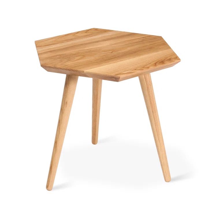 Ash Natural Hexagonal Walnut End Table