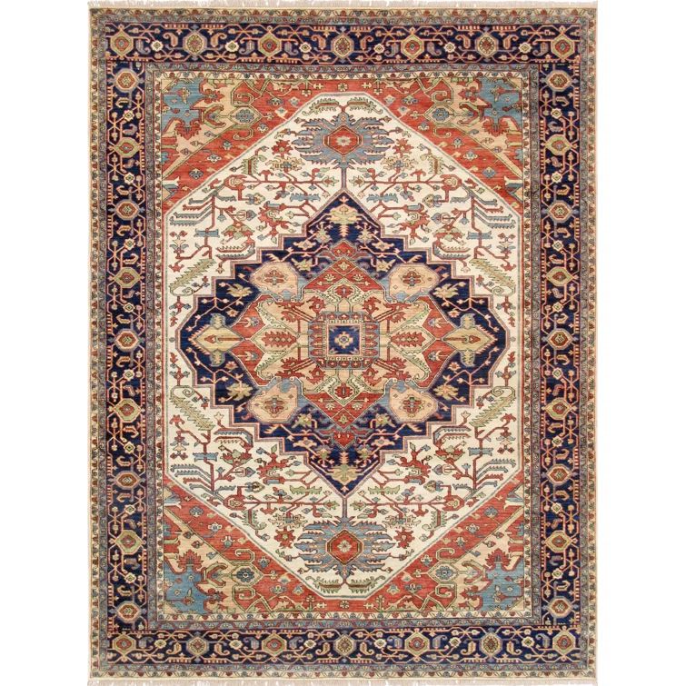 Hand-Knotted Ivory Wool Oriental Rug 8' x 10'