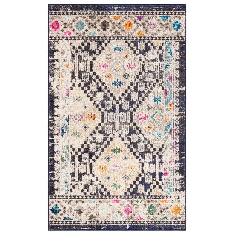 Madison Black and Yellow Hand-knotted Synthetic Area Rug
