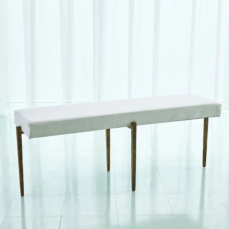Laforge Large Bench with Muslin Cushion in Antique Gold
