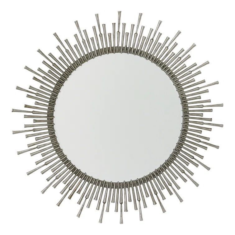 42" Round Beveled Mirror with Hand-Forged Antique Nickel Spikes