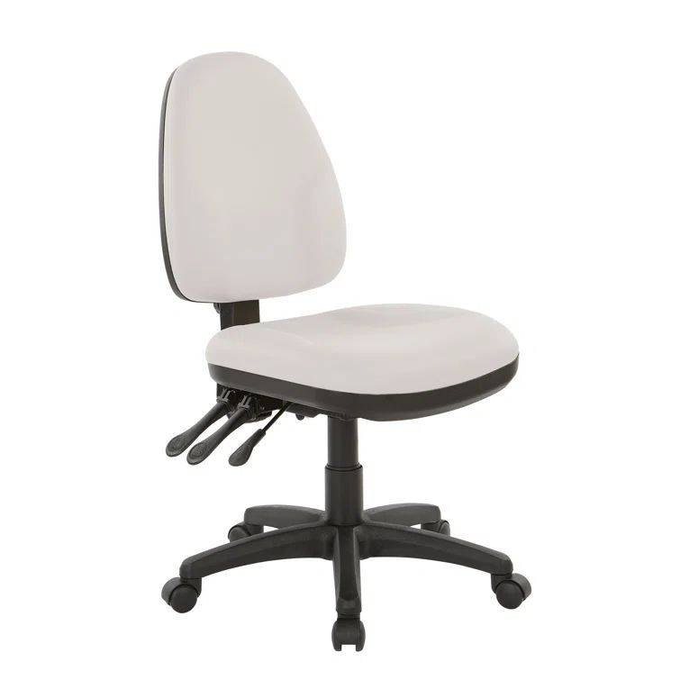Snow White Armless Ergonomic Fabric Office Chair
