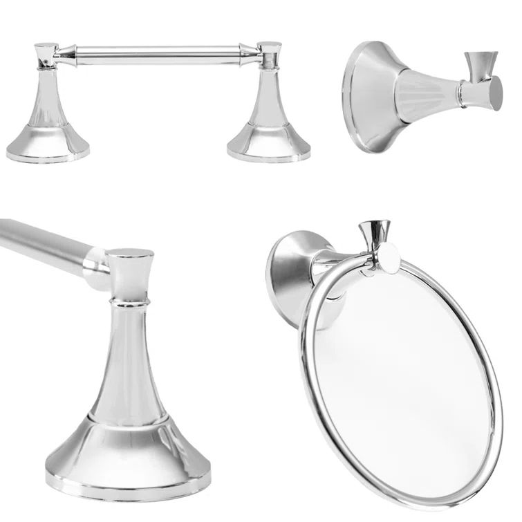 Arlington Chrome 4-Piece Modern Bathroom Hardware Set