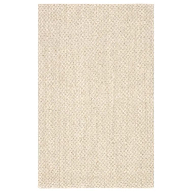 Ivory Flat Woven Wool Rectangular 9' x 12' Area Rug