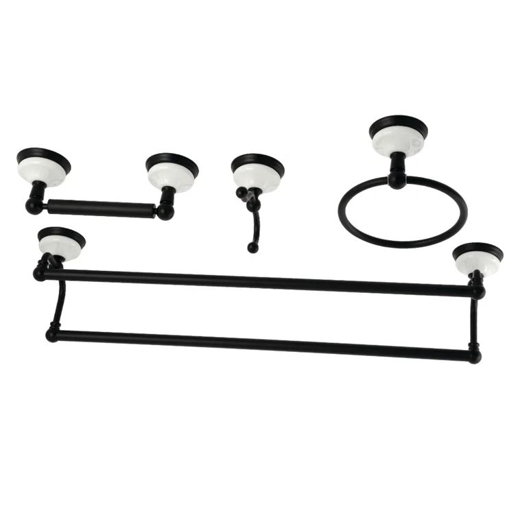 Matte Black Victorian 4-Piece Metal Bathroom Hardware Set