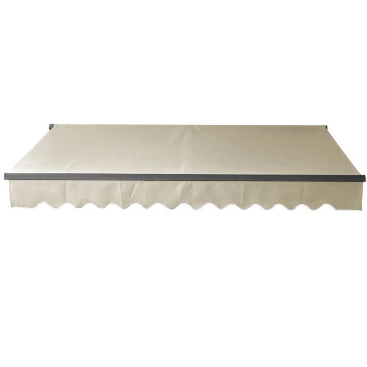 Ivory Motorized Retractable Patio Awning with Black Frame, 10x8 ft