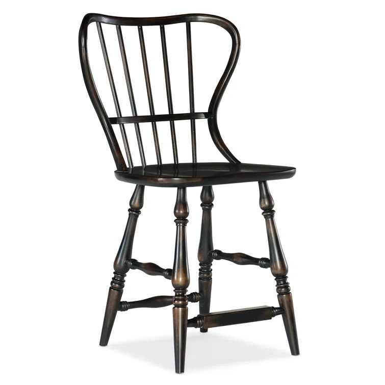 Black Leather Saddle Style Wood Counter Stool