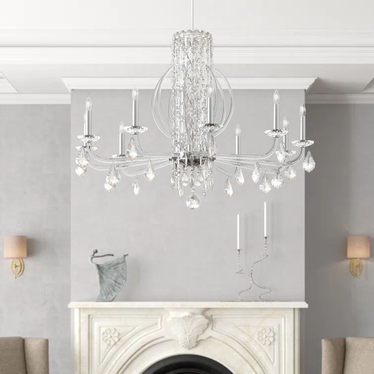 Sarella Antique Silver 10-Light Crystal Empire Chandelier