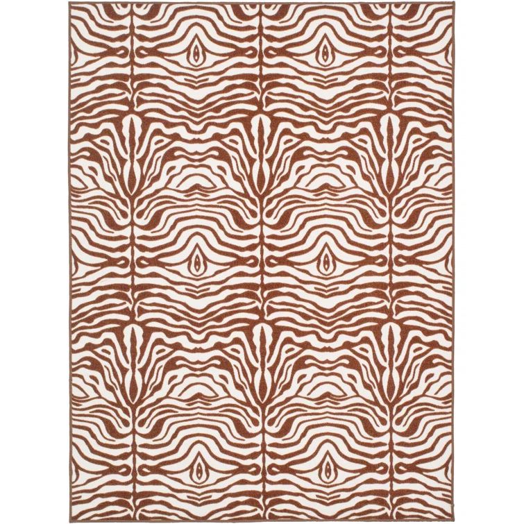Metropolis Cream and Brown Animal Print Synthetic Rug