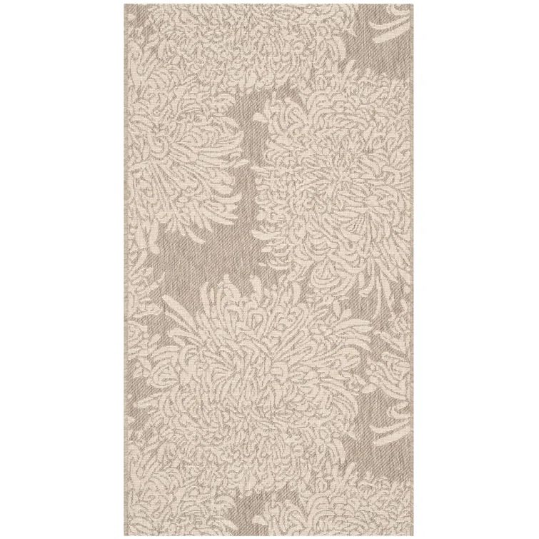 Handmade Light Beige Floral Rectangular Viscose Area Rug