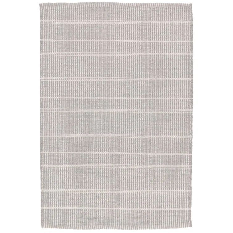Gray and Ivory Stripe 6' x 9' Synthetic Flat Woven Rug