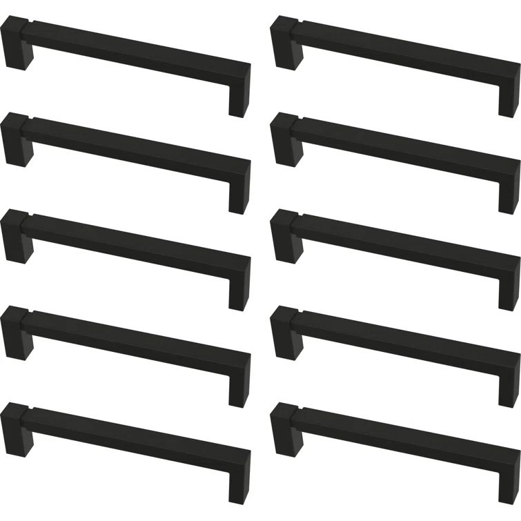 Matte Black Brass Bar Pulls with Mounting Hardware, 10-Pack