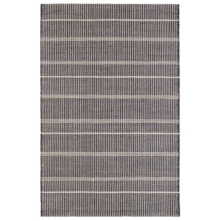 Samson Black Stripe 8' x 10' Handmade Wool-Viscose Area Rug