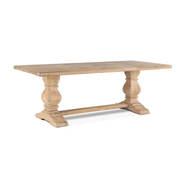Natural Mango Wood Rectangular Trestle Dining Table