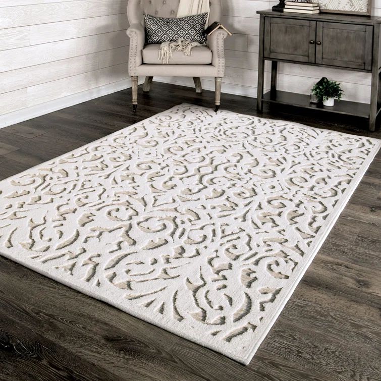 Natural Driftwood Rectangular Stain-Resistant Synthetic Rug 4' x 6'