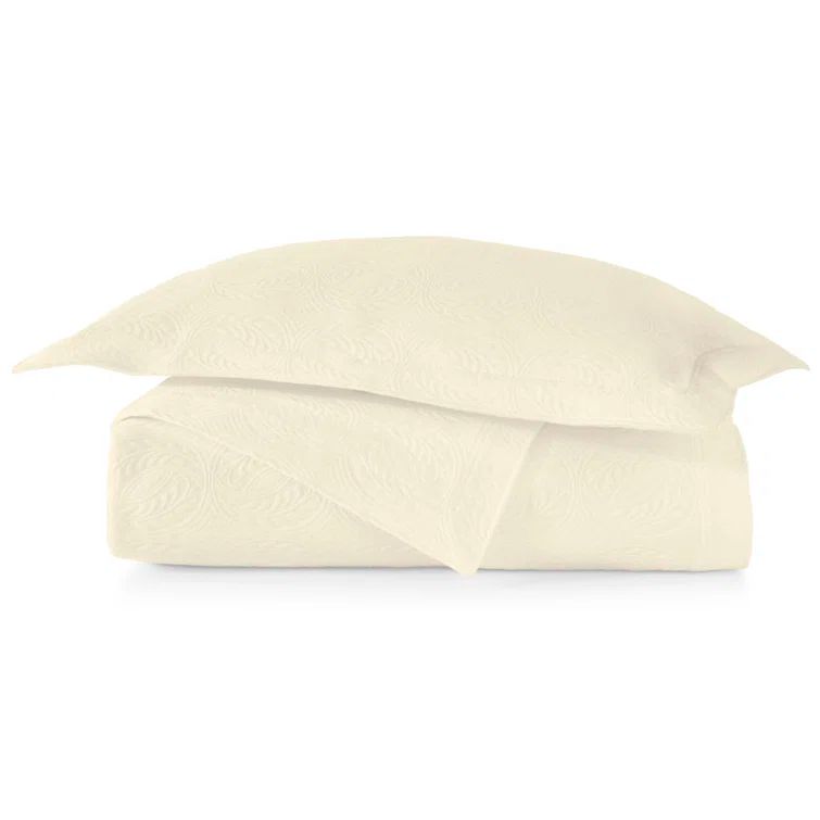 Ivory Twin Cotton Coverlet with Floral Pattern