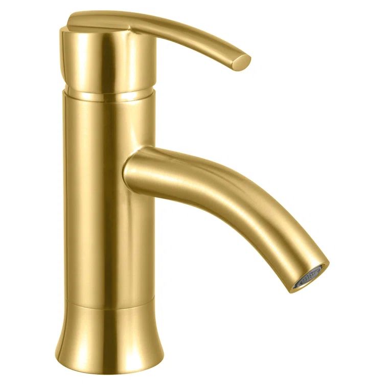 Elegant Waverly 7" Brushed Gold Single-Handle Low Arc Bathroom Faucet