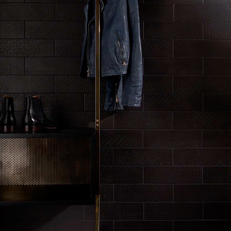 Harper Black Matte Porcelain Subway Floor and Wall Tile Sample