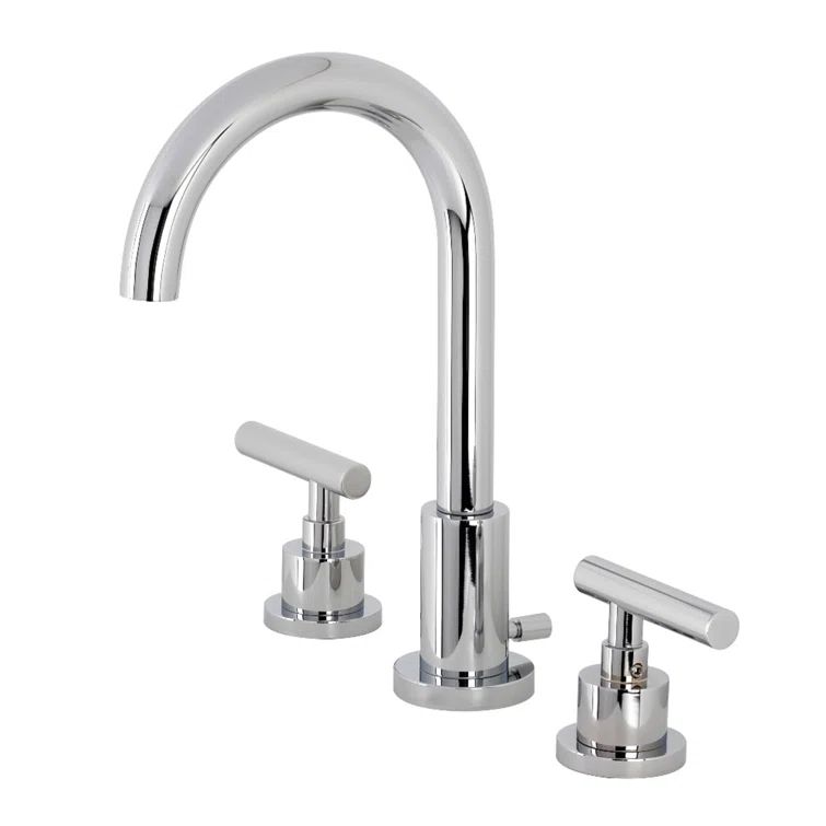 Polished Chrome Brass Widespread Bathroom Faucet with Drain Assembly