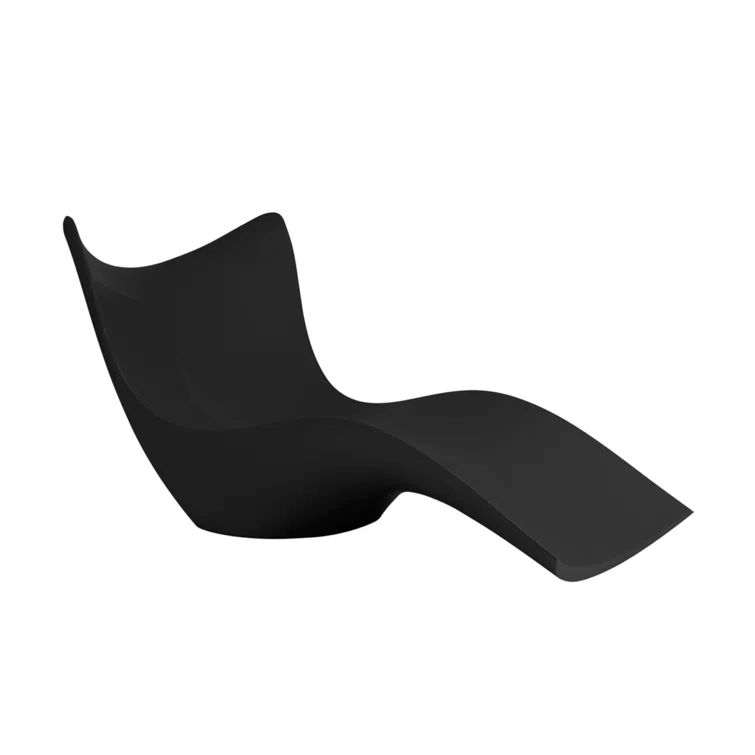 Waveform 35.75'' Black Polyethylene Outdoor Chaise Lounge