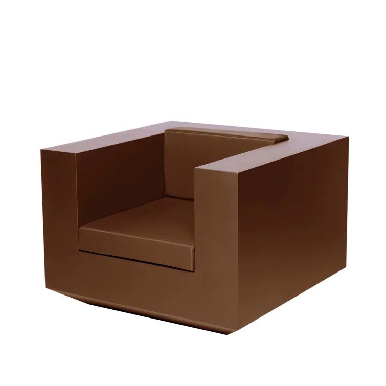 Bronze Geometric Armchair with Vinyl Cushions