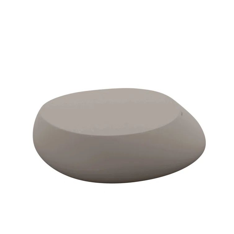 Taupe Round Plastic Coffee Table with Acrylic Top