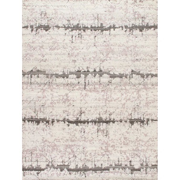 Ivory and Gray Hand-Knotted Wool Geometric Area Rug